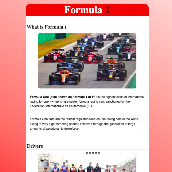 Formula 1 Project